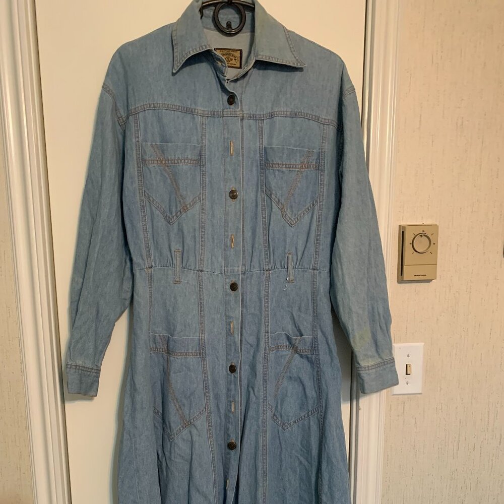 Vintage Long Jean Dress - Light Blue